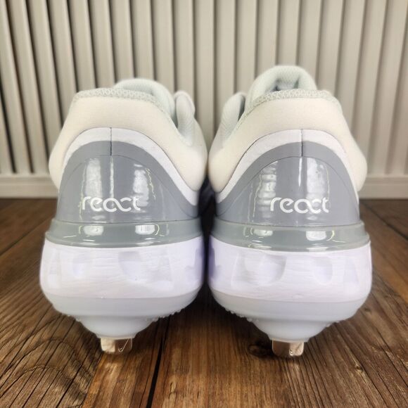 Nike Alpha Huarache Elite 4 Men's 9 Grey White Metal Baseball Cleats FD2745-104 - Picture 4 of 10